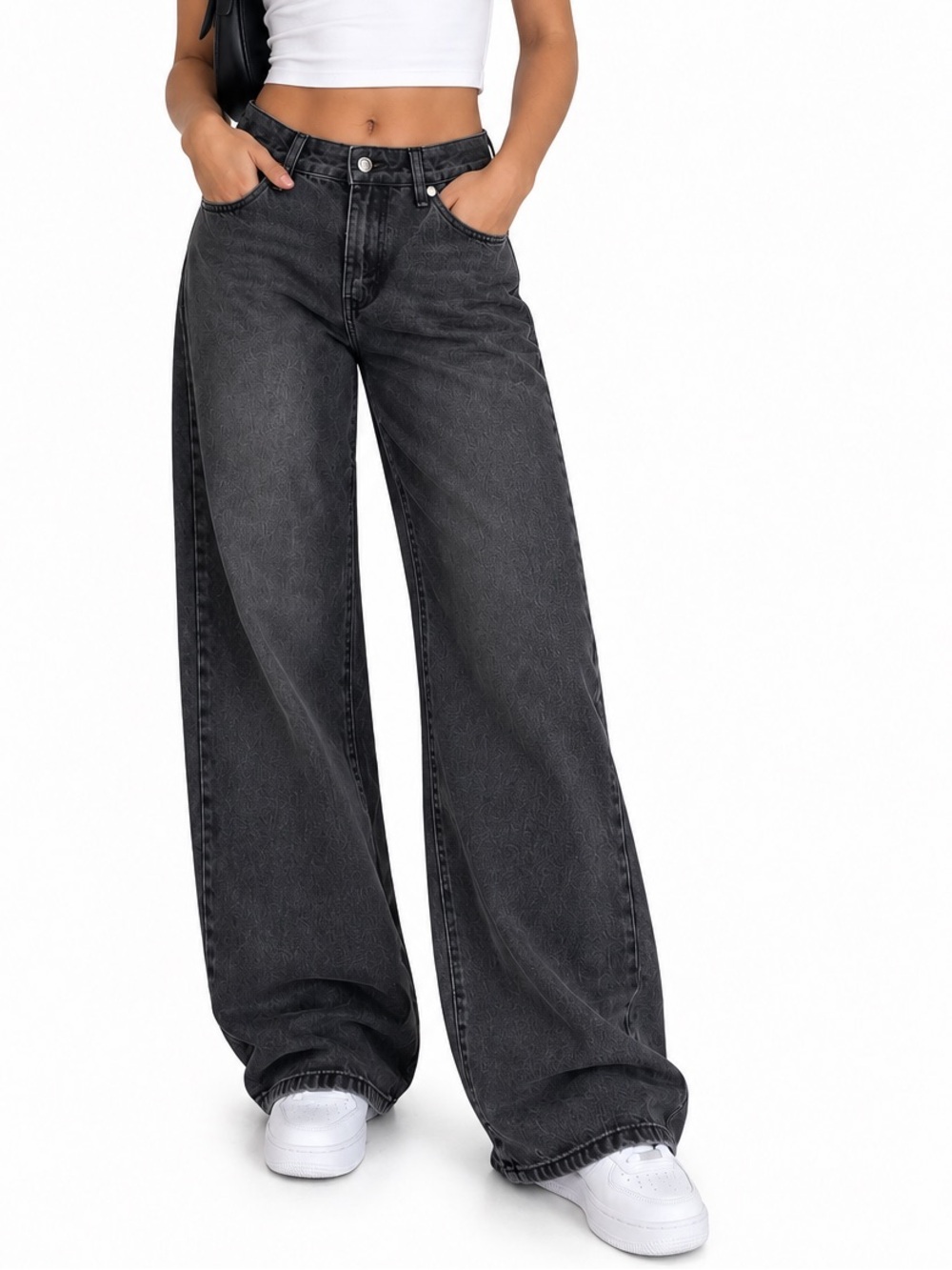 Fashion Nova Westside Wide Leg Jeans Size 0 Black Wash Y2K NWT